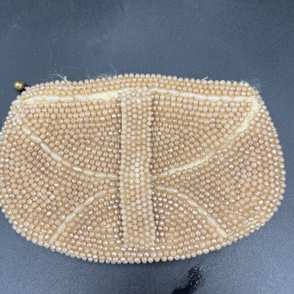 Vintage Pearl Beaded Coin Clutch Zippered Purse Made In Japan - Picture 7 of 7